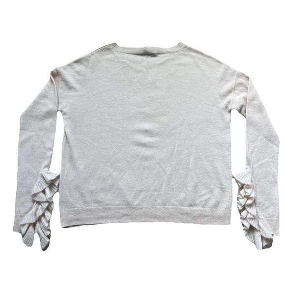 Saks Fifth Avenue 100% Cashmere Crewneck Sweater Size M Ruffle Designer Easter - Picture 3 of 12
